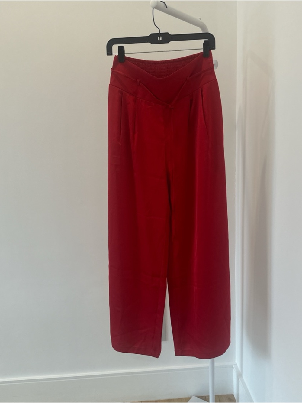 Red High-Waist Wide Leg Pants